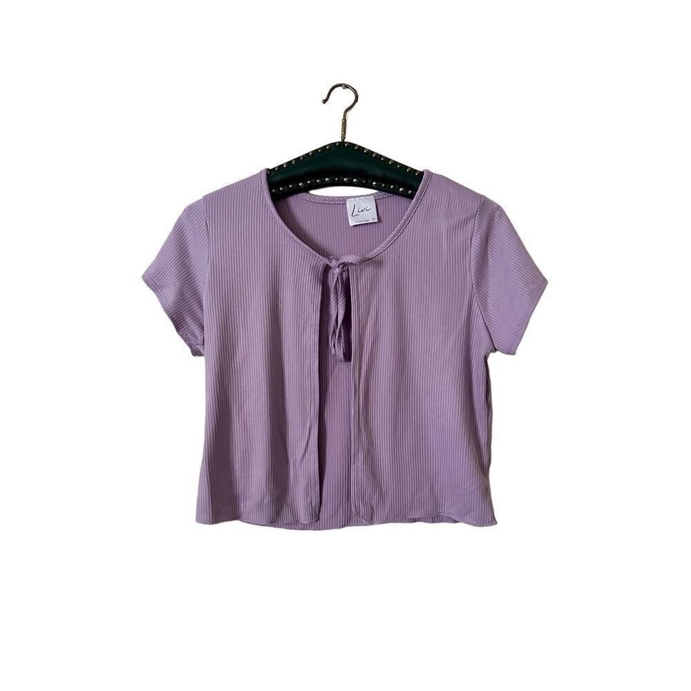Livi by Olivia Rae Purple Tie Front Top